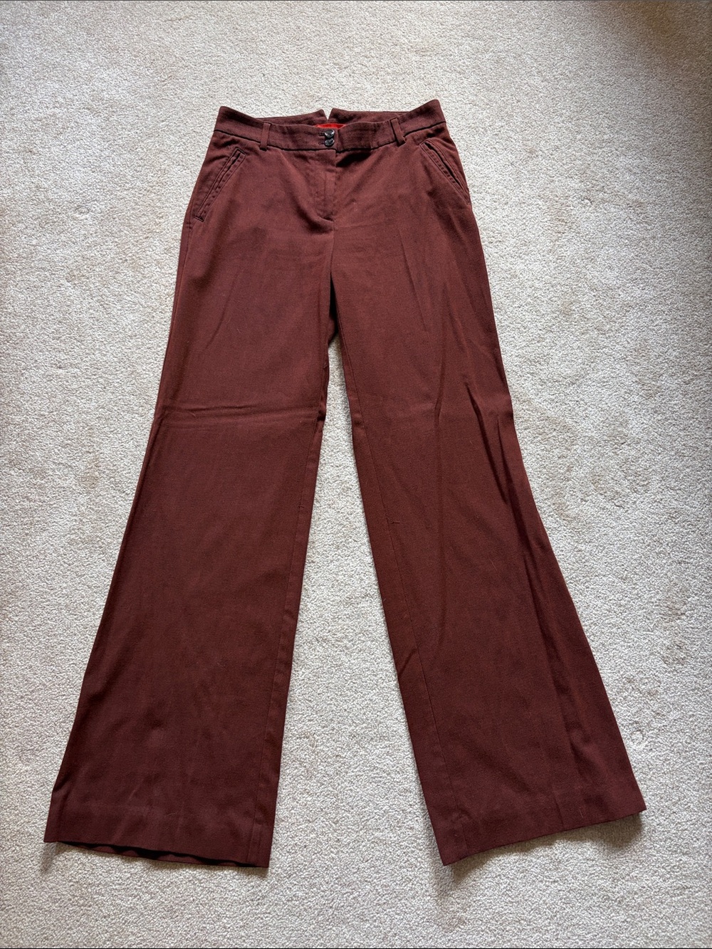 Women’s Wide-Leg Dress Pants in Deep Red Brown